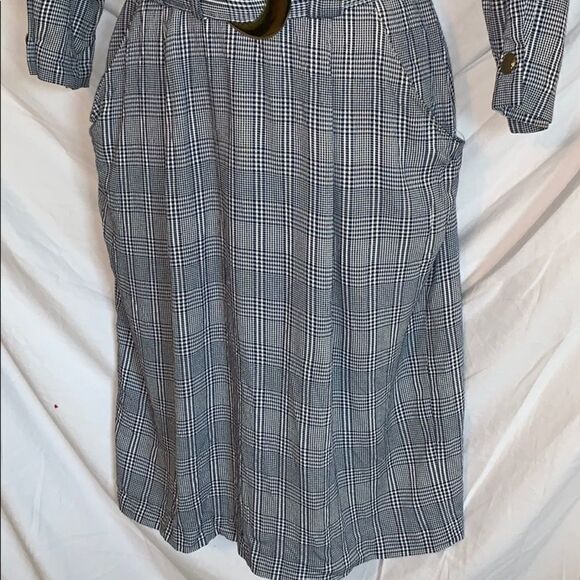 Vtg 80s/90s Cimmaron Dress blue/white plaid 👗 - Picture 3 of 8